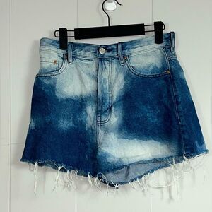 Pacsun Ultra High rise Vintage Short Button Fly Bleached Denim Size 27